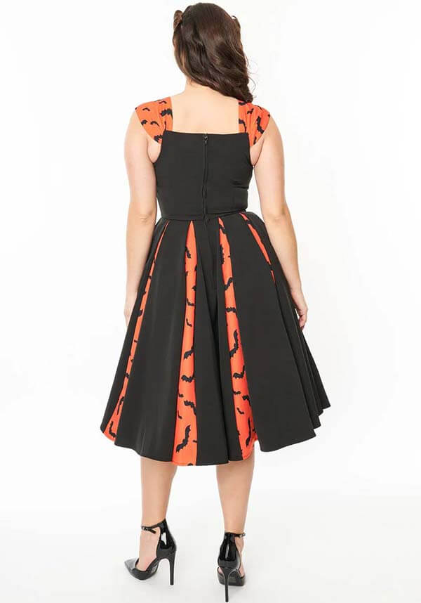 Bat Stripe [Orange &amp; Black] | SWING DRESS*