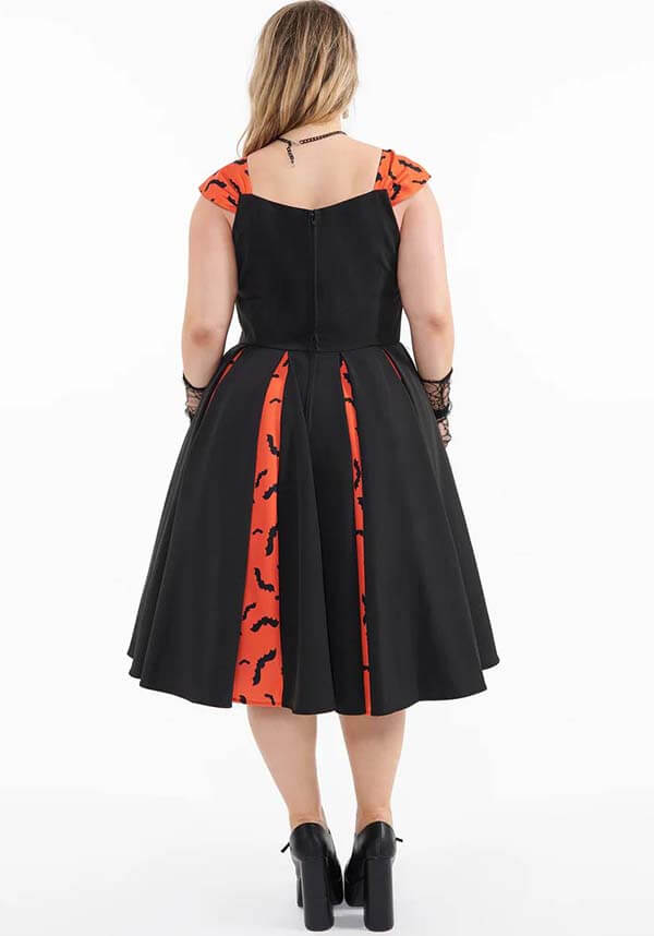 Bat Stripe [Orange &amp; Black] | SWING DRESS*