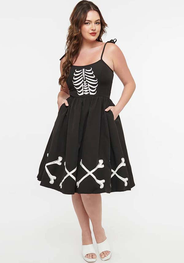 Dark Skeleton Bobbie Swing Dress | SWING DRESS [FAULTY]**