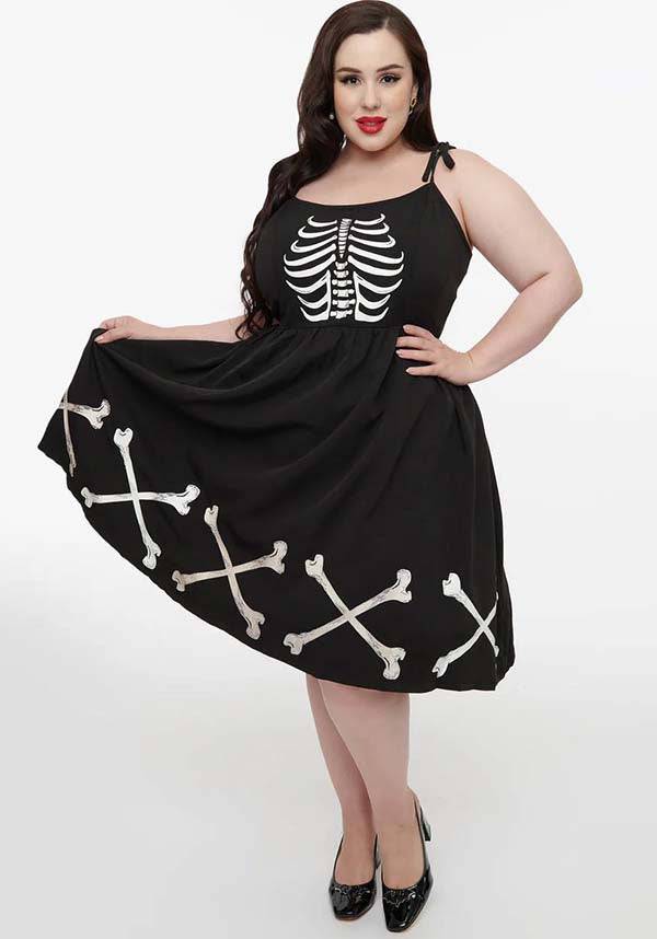 Dark Skeleton Bobbie Swing Dress | SWING DRESS [FAULTY]**