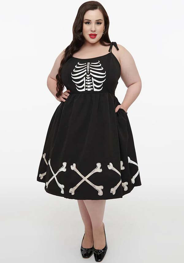 Dark Skeleton Bobbie Swing Dress | SWING DRESS [FAULTY]**