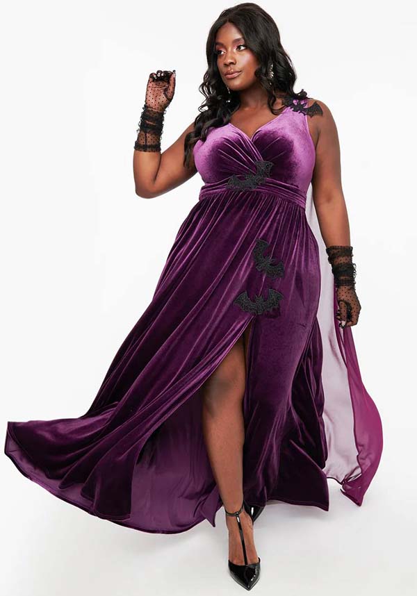 Bat Velvet [Eggplant & Black] | CAPE GOWN**