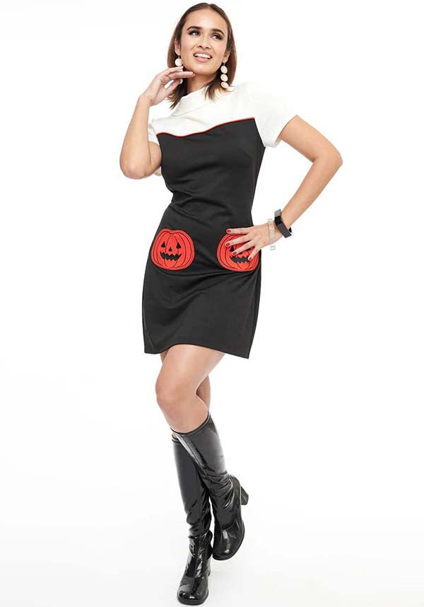 Pumpkin [Black & Orange] Pocket | SHIFT DRESS*