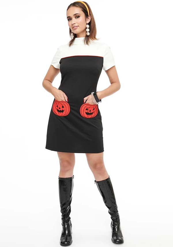 Pumpkin [Black & Orange] Pocket | SHIFT DRESS**