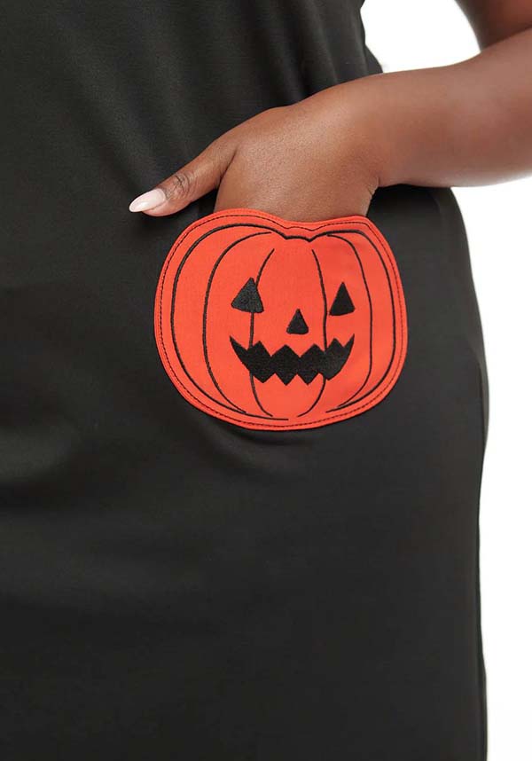 Pumpkin [Black &amp; Orange] Pocket | SHIFT DRESS