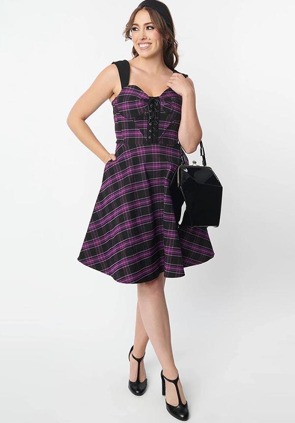 Purple Plaid | FLARE DRESS**