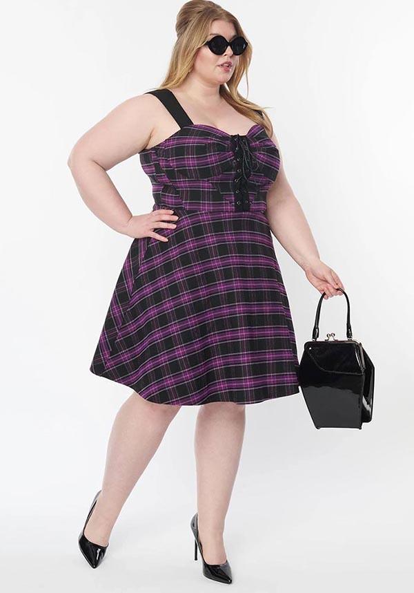 Purple Plaid | FLARE DRESS**