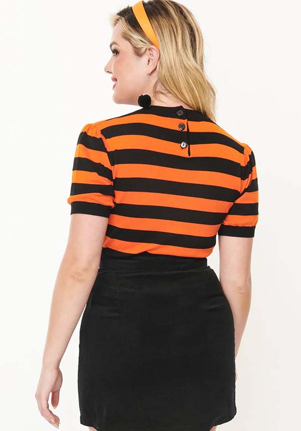 Stripe Heart [Black/Orange] | SWEATER*