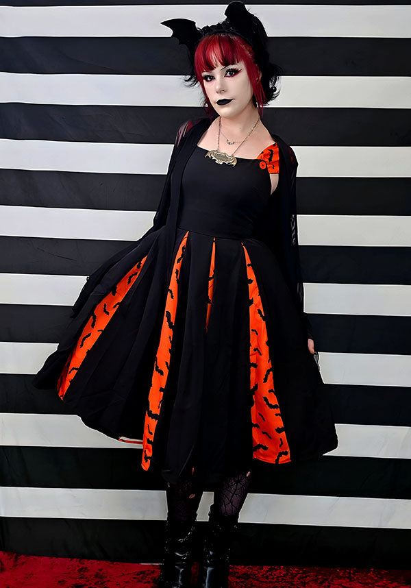 Bat Stripe [Orange & Black] | SWING DRESS**
