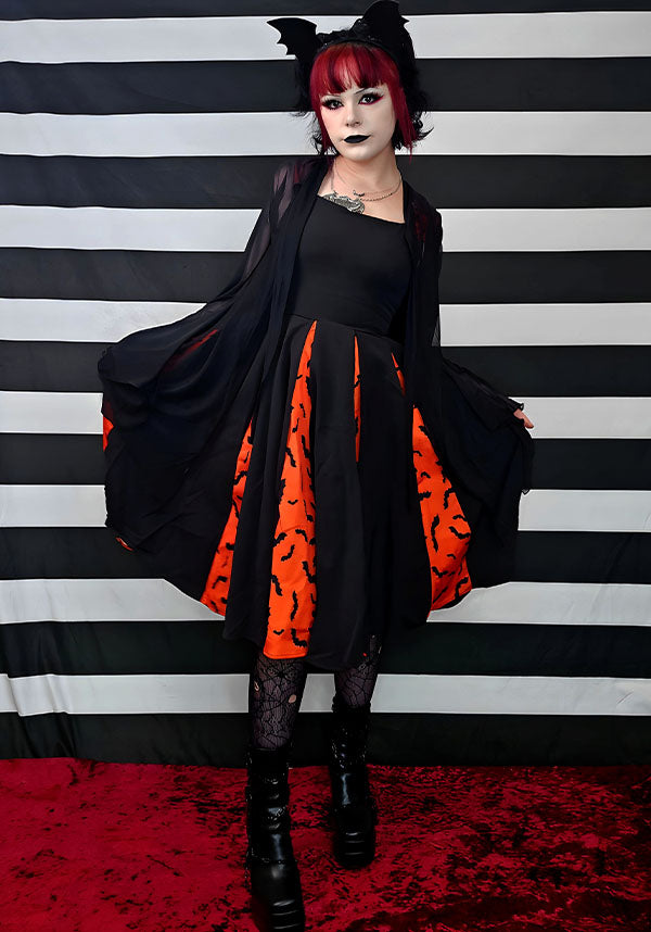 Bat Stripe [Orange & Black] | SWING DRESS**