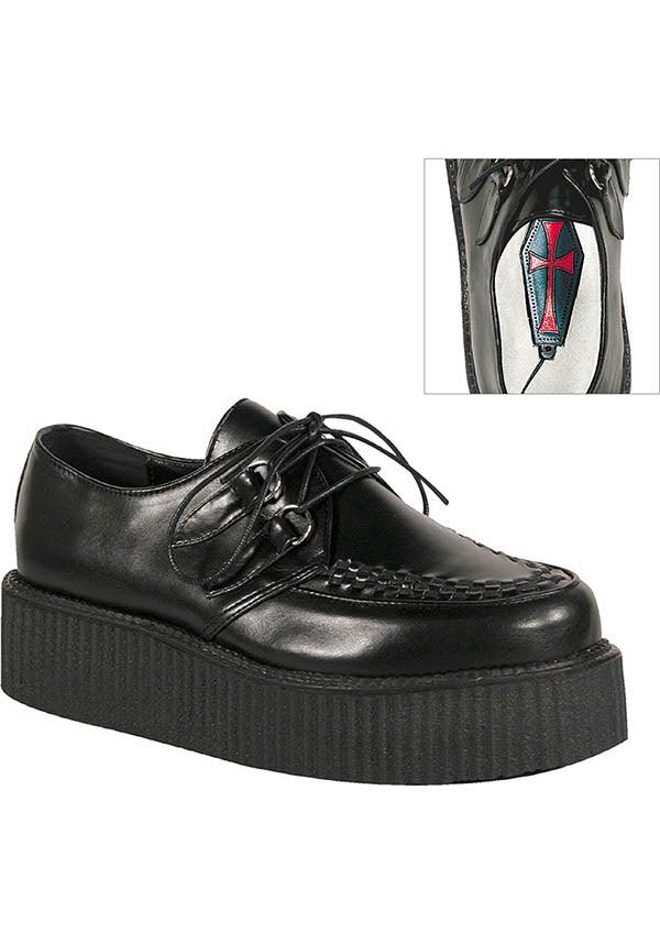 V-CREEPER-502 [Black] | PLATFORM CREEPERS [PREORDER] - Beserk - all, black, clickfrenzy15-2023, creeper, creepers, demonia, demonia shoes, discountapp, flats, flats [preorder], fp, labelpreorder, labelvegan, mens shoes, platforms, platforms [preorder], pleaserimageupdated, ppo, preorder, shoes, vegan