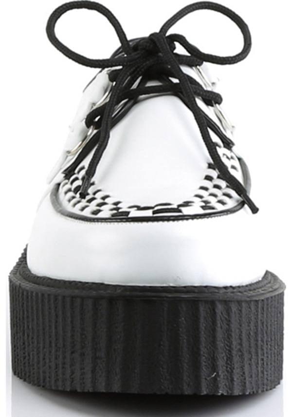 V-CREEPER-502 [White] | PLATFORM CREEPERS [PREORDER] - Beserk - all, clickfrenzy15-2023, creeper, creepers, demonia, demonia shoes, discountapp, flats, flats [preorder], fp, labelpreorder, labelvegan, mens shoes, platforms, platforms [preorder], pleaserimageupdated, ppo, preorder, shoes, vegan, white
