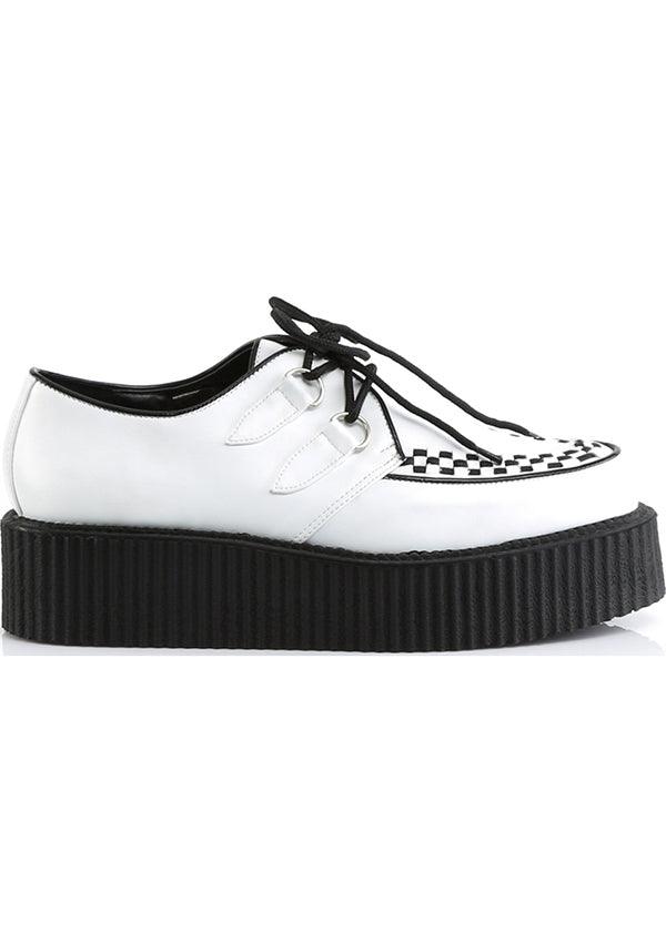 V-CREEPER-502 [White] | PLATFORM CREEPERS [PREORDER] - Beserk - all, clickfrenzy15-2023, creeper, creepers, demonia, demonia shoes, discountapp, flats, flats [preorder], fp, labelpreorder, labelvegan, mens shoes, platforms, platforms [preorder], pleaserimageupdated, ppo, preorder, shoes, vegan, white