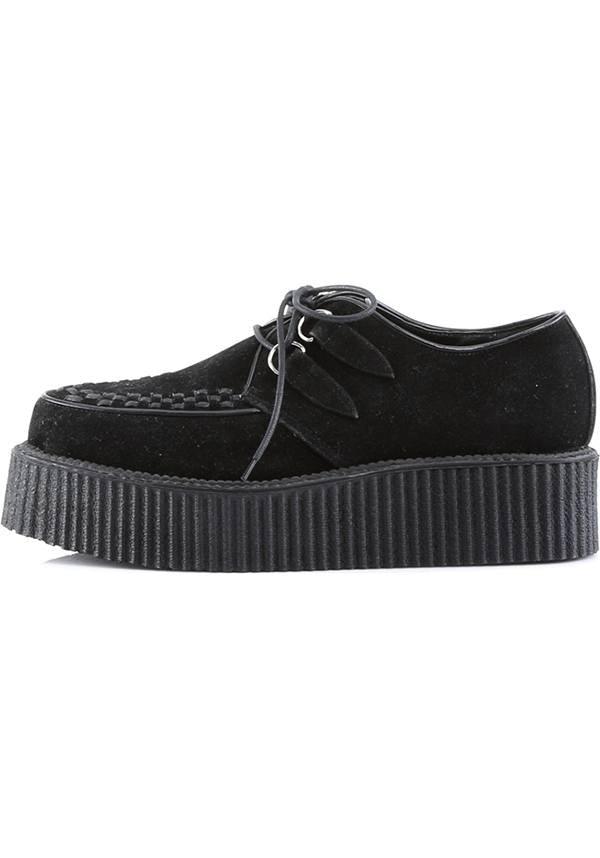 V-CREEPER-502S [Black Suede] | CREEPERS [PREORDER] - Beserk - all, black, clickfrenzy15-2023, creeper, creepers, demonia, demonia shoes, discountapp, flats, flats [preorder], fp, goth, gothic, labelpreorder, labelvegan, mens shoes, platforms, platforms [preorder], pleaserimageupdated, ppo, preorder, pricematched, shoes, vegan