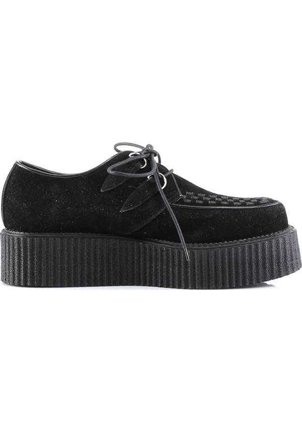 V-CREEPER-502S [Black Suede] | CREEPERS [PREORDER] - Beserk - all, black, clickfrenzy15-2023, creeper, creepers, demonia, demonia shoes, discountapp, flats, flats [preorder], fp, goth, gothic, labelpreorder, labelvegan, mens shoes, platforms, platforms [preorder], pleaserimageupdated, ppo, preorder, pricematched, shoes, vegan