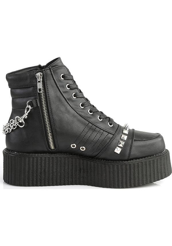 V-CREEPER-565 [Black] | PLATFORM BOOTS [PREORDER] - Beserk - all, black, boots, boots [preorder], chain, clickfrenzy15-2023, demonia, demonia shoes, discountapp, flats, flats [preorder], fp, labelpreorder, labelvegan, mens shoes, platform, platform boots, platforms, platforms [preorder], pleaserimageupdated, ppo, preorder, shoes, spike, vegan