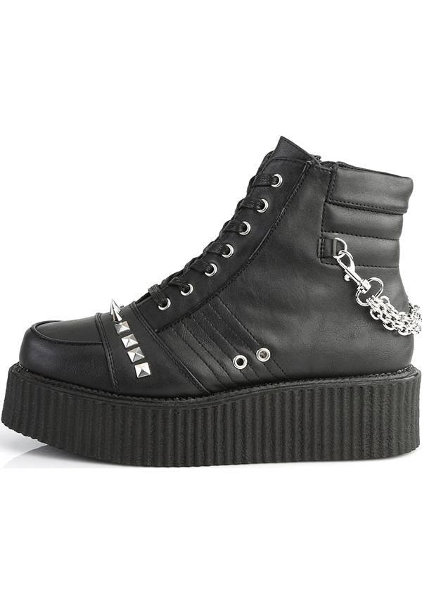 V-CREEPER-565 [Black] | PLATFORM BOOTS [PREORDER] - Beserk - all, black, boots, boots [preorder], chain, clickfrenzy15-2023, demonia, demonia shoes, discountapp, flats, flats [preorder], fp, labelpreorder, labelvegan, mens shoes, platform, platform boots, platforms, platforms [preorder], pleaserimageupdated, ppo, preorder, shoes, spike, vegan