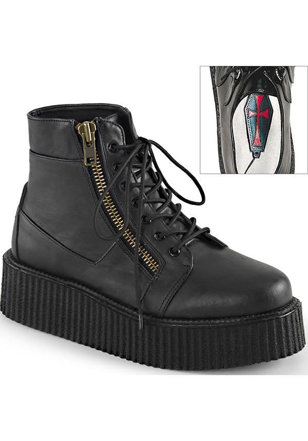 V-CREEPER-571 [Black] | BOOTS [PREORDER] - Beserk - all, black, boots, boots [preorder], clickfrenzy15-2023, creeper, creepers, demonia, demonia shoes, discountapp, fp, goth, gothic, labelpreorder, labelvegan, men, mens shoes, pleaserimageupdated, ppo, preorder, pricematched, punk, shoes, vegan