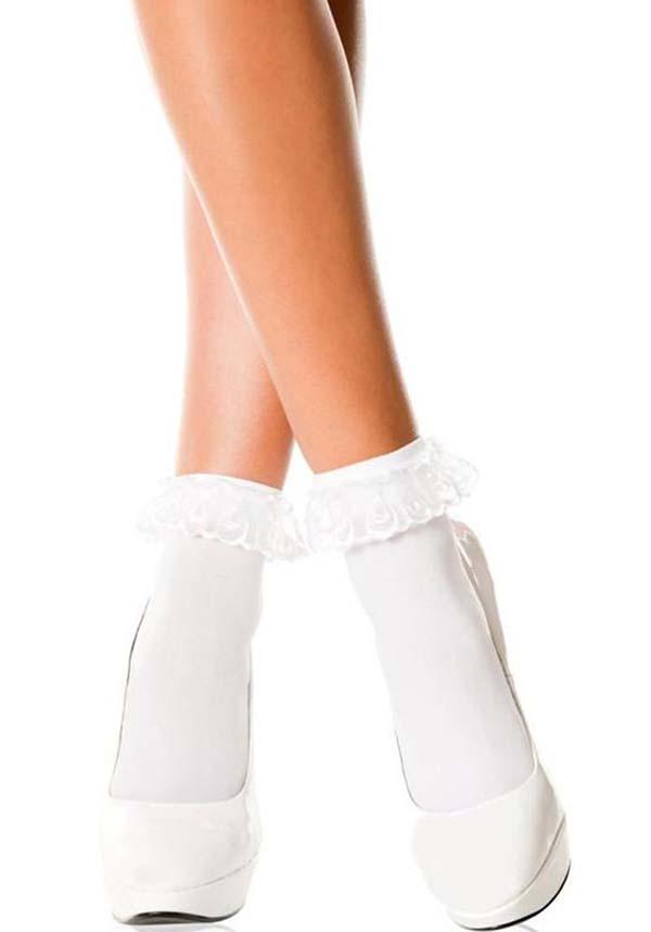Music Legs - White Frill Ankle Socks - Buy Online Australia