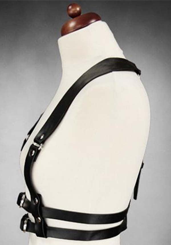 Wide Strapped [Black] | UNDERBUST HARNESS - Beserk - accessories, all, belt, belts and buckles, black, body harness, clickfrenzy15-2023, discountapp, faux leather, fetish, fp, garter, garters and harnesses, goth, gothic, gothic accessories, harness, labelvegan, ladies accessories, medieval, post apocalyptic, renaissance, restyle, steampunk, techwear, vegan, waist belt