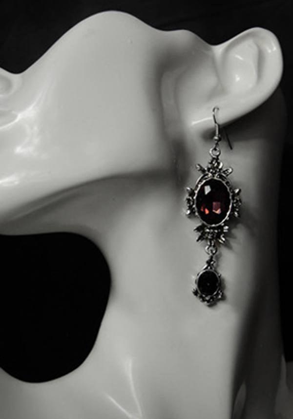 Wild Roses | EARRINGS - Beserk - accessories, all, clickfrenzy15-2023, crystal, discountapp, earrings, fp, gem, goth, gothic, gothic accessories, jewellery, red, renaissance, restyle, rose, roses