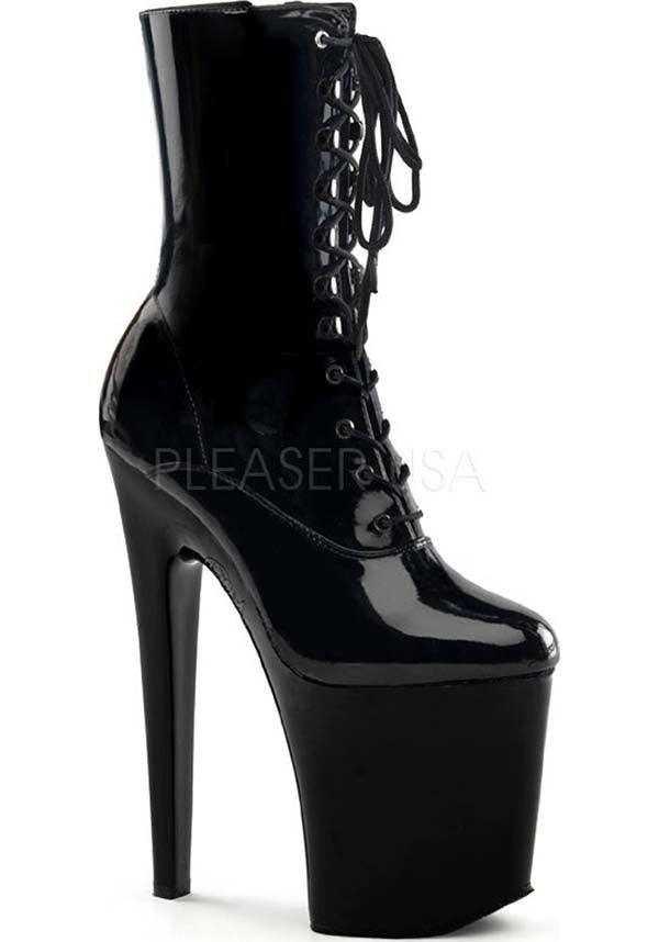 XTREME-1020 [Patent Black] | PLATFORM BOOTS [PREORDER] - Beserk - all, black, boot, boots, boots [preorder], clickfrenzy15-2023, discountapp, fp, goth, gothic, heel, heels, heels [preorder], labelpreorder, labelvegan, platform boots, platform heels, platforms, platforms [preorder], pleaser, ppo, preorder, shiny, shoes, vegan