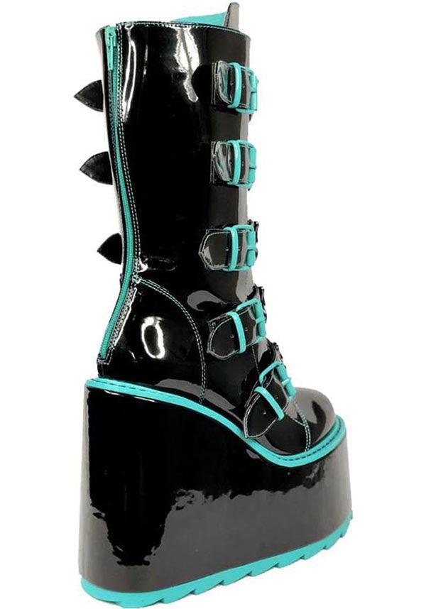Dune Butterfly [Black/Teal] | PLATFORM BOOTS^ - Beserk - all, backorder, black, boot, boots, boots [in stock], butterfly, clickfrenzy15-2023, discountapp, fp, goth, gothic, instock, labelinstock, labelvegan, platform, platform boots, platforms, platforms [in stock], R180922, sep22, Sept, shoe, shoes, teal, vegan, YR78786, yru
