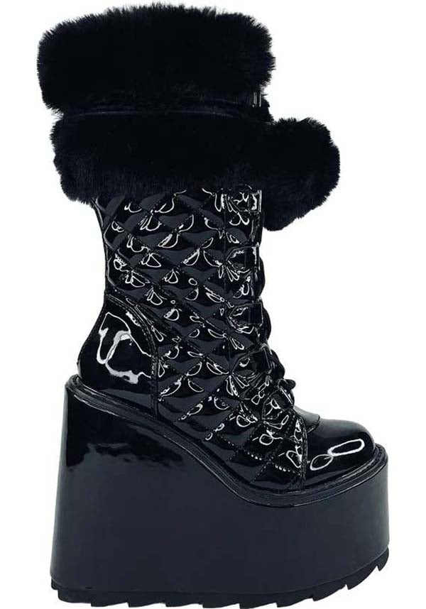 Dune Fur [Black Patent] | PLATFORM BOOTS*