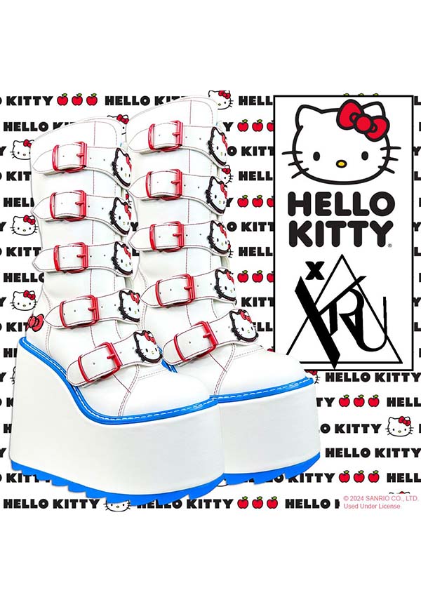 Dune Hello Kitty [White/Red/Blue] | PLATFORM BOOTS [PREORDER]
