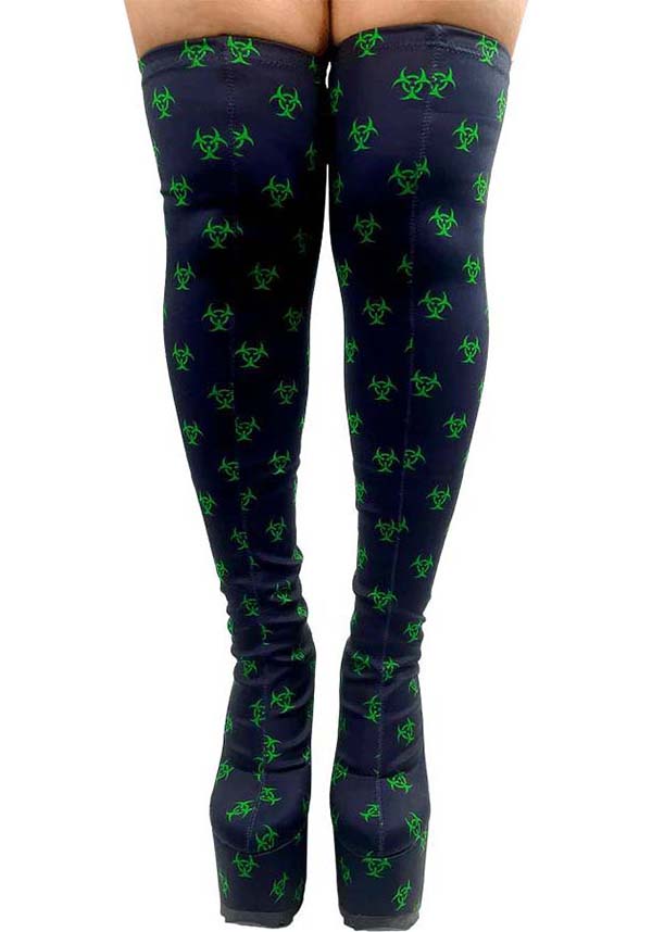 Labyrinth Toxica [Black/Green] | KNEE HIGH BOOTS*