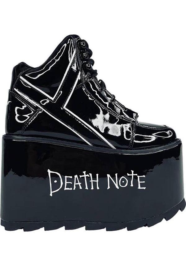 Qozmo Death Note [Black/White] | PLATFORMS* - Beserk - all, anime, anime and manga, black, black and white, death, death note, discountapp, eofy2023, eofy2023thur22-25, googleshopping, goth, gothic, in stock, labelvegan, ladies shoes, may23, patent, platform, platform boots, platforms, platforms [in stock], R040523, sale, shoe, shoes, vegan, yru, YRU93650