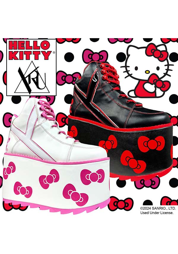 Qozmo Hello Kitty Bow [Black/Red] | PLATFORM BOOTS [PREORDER]