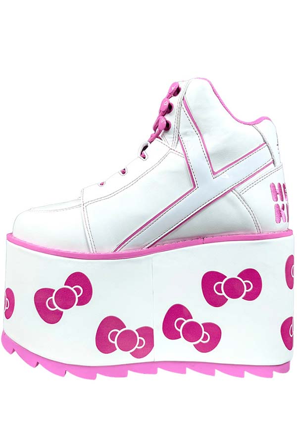 Qozmo Hello Kitty Bow [White/Pink] | PLATFORM BOOTS [PREORDER]