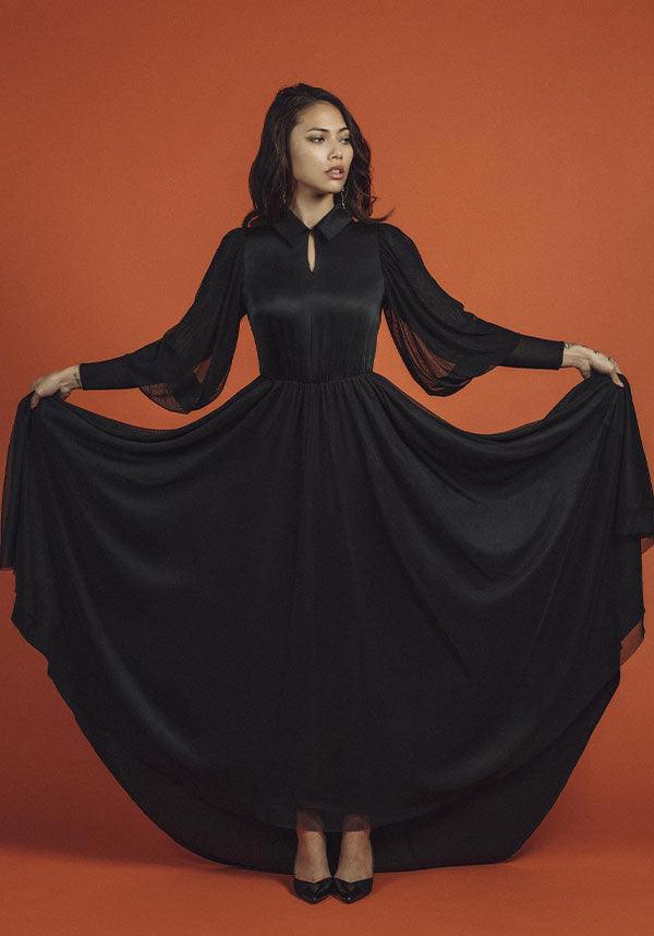 The Black Pearl | GOWN - Beserk - all, all clothing, all ladies, all ladies clothing, apr23, black, clothing, discountapp, dress, dresses, formal, formal wear, fp, googleshopping, goth, gothic, labelexclusive, ladies, ladies clothing, ladies dress, ladies dresses, LG26293, lively ghosts, long sleeved dress, maxi dress, medieval, plus, plus size, R250423, renaissance, Victorian dress, winter, winter clothing, winter wear, womens dress, womens dresses