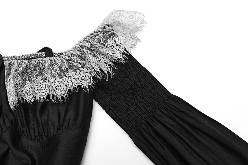 Sweet Girl | OFF-SHOULDER CHIFFON DRESS* - Beserk - all, apr23, black and white, chiffon, cinched waist, discountapp, dress, dresses, eofy2023, eofy2023punkrave30, googleshopping, goth, gothic, lace, ladies dress, ladies dresses, long sleeve, long sleeve dress, long sleeved, long sleeved dress, long sleeves, medieval, mini dress, mini dresses, off the shoulder, plus size, PR240323, punk rave, punkrave, R160423, renaissance, sale, short dress, short dresses, strappy, witchy, womens dress, womens dresses