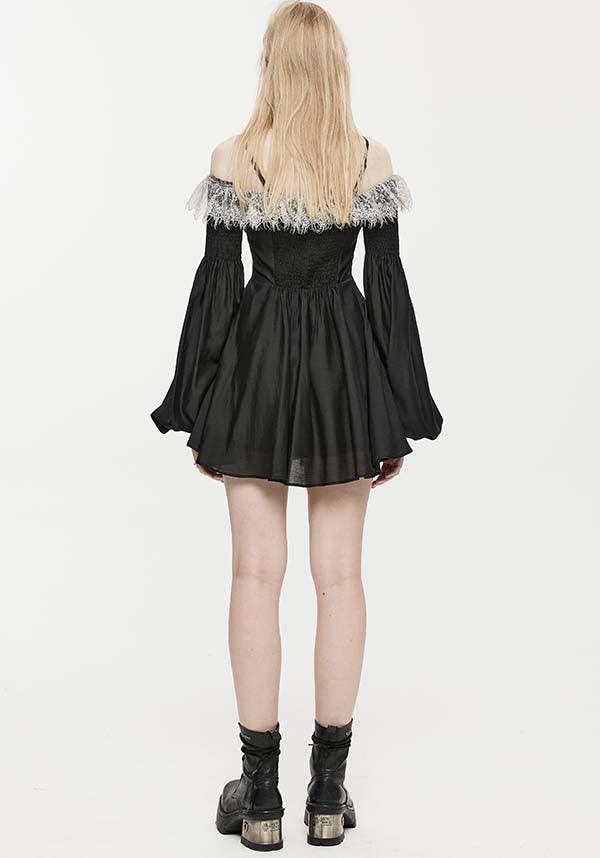 Sweet Girl | OFF-SHOULDER CHIFFON DRESS* - Beserk - all, apr23, black and white, chiffon, cinched waist, discountapp, dress, dresses, eofy2023, eofy2023punkrave30, googleshopping, goth, gothic, lace, ladies dress, ladies dresses, long sleeve, long sleeve dress, long sleeved, long sleeved dress, long sleeves, medieval, mini dress, mini dresses, off the shoulder, plus size, PR240323, punk rave, punkrave, R160423, renaissance, sale, short dress, short dresses, strappy, witchy, womens dress, womens dresses
