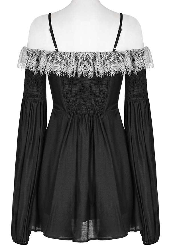 Sweet Girl | OFF-SHOULDER CHIFFON DRESS* - Beserk - all, apr23, black and white, chiffon, cinched waist, discountapp, dress, dresses, eofy2023, eofy2023punkrave30, googleshopping, goth, gothic, lace, ladies dress, ladies dresses, long sleeve, long sleeve dress, long sleeved, long sleeved dress, long sleeves, medieval, mini dress, mini dresses, off the shoulder, plus size, PR240323, punk rave, punkrave, R160423, renaissance, sale, short dress, short dresses, strappy, witchy, womens dress, womens dresses