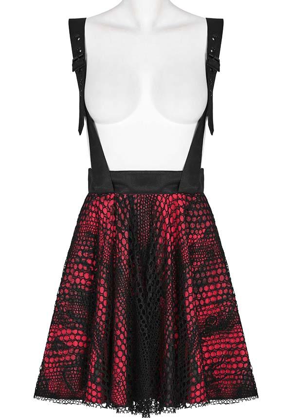 Rock Sweetheart | STRAP SKIRT - Beserk - adjustable strap, all, all clothing, all ladies clothing, apr23, clothing, discountapp, fp, googleshopping, goth, gothic, grunge, ladies clothing, ladies skirt, mesh, plus size, PR240323, punk, punk rave, punkrave, R160423, red and black, rock, short skirt, skirt, skirts, womens skirt