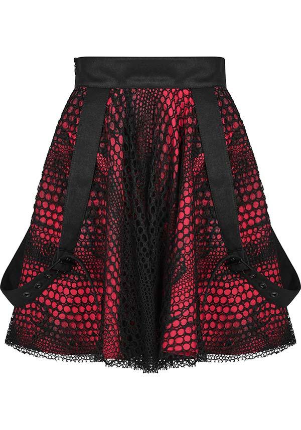 Rock Sweetheart | STRAP SKIRT - Beserk - adjustable strap, all, all clothing, all ladies clothing, apr23, clothing, discountapp, fp, googleshopping, goth, gothic, grunge, ladies clothing, ladies skirt, mesh, plus size, PR240323, punk, punk rave, punkrave, R160423, red and black, rock, short skirt, skirt, skirts, womens skirt