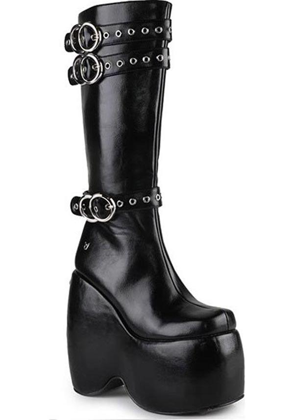 Nicoya-02 [Black] | PLATFORM BOOTS* - Beserk - all, AW32298, black, boot, boots, boots [in stock], buckle, buckles, chunky, clickfrenzy15-2023, discountapp, exclusive, googleshopping, goth, gothic, heeled boots, heels, heels [in stock], in stock, jan23, labelexclusive, labelvegan, mysterypack2023, platform, platform boots, platform heels, platforms, platforms [in stock], R190123, sale, sale ladies, sale shoes, SALE04MAY23, shoe, shoes, vegan