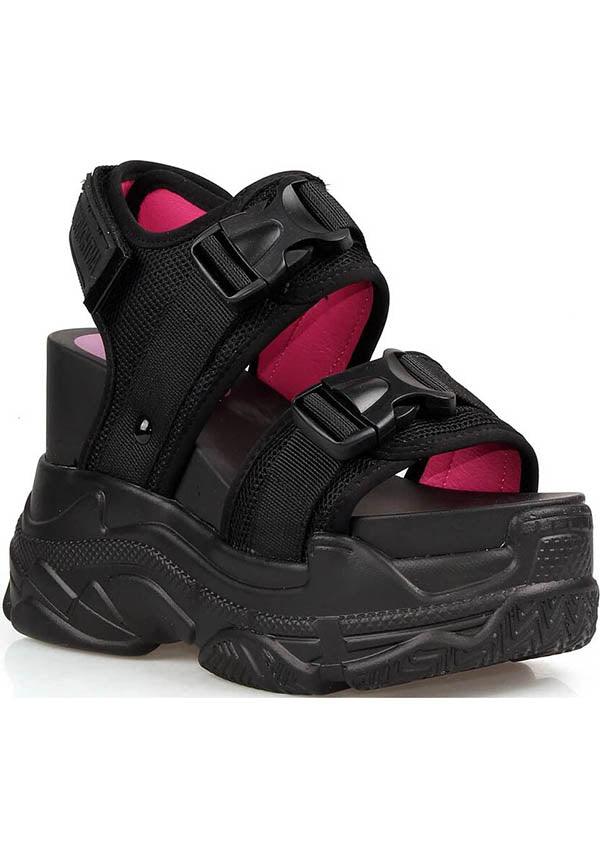Peach 02 [Black] | PLATFORM SANDALS` - Beserk - all, anthony wang, black, clickfrenzy15-2023, cyber, discountapp, egirl, egirleboy, exclusive, fp, in stock, instock, labelexclusive, labelinstock, labelpending, labelvegan, mar21, pink, platform, platforms, platforms [in stock], pool slides and slip ons, sandals, shoes, street, street ware, streetwear, vegan