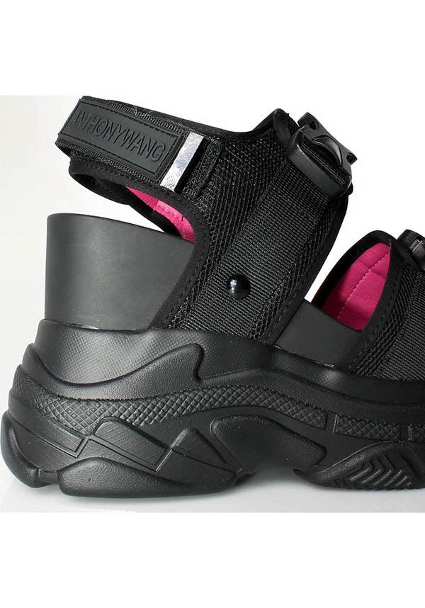 Peach 02 [Black] | PLATFORM SANDALS` - Beserk - all, anthony wang, black, clickfrenzy15-2023, cyber, discountapp, egirl, egirleboy, exclusive, fp, in stock, instock, labelexclusive, labelinstock, labelpending, labelvegan, mar21, pink, platform, platforms, platforms [in stock], pool slides and slip ons, sandals, shoes, street, street ware, streetwear, vegan