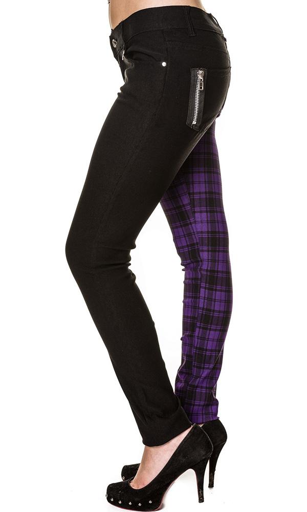The Damage [Half Black/Half Purple Check] | SKINNY JEANS at $58.95 only from Beserk