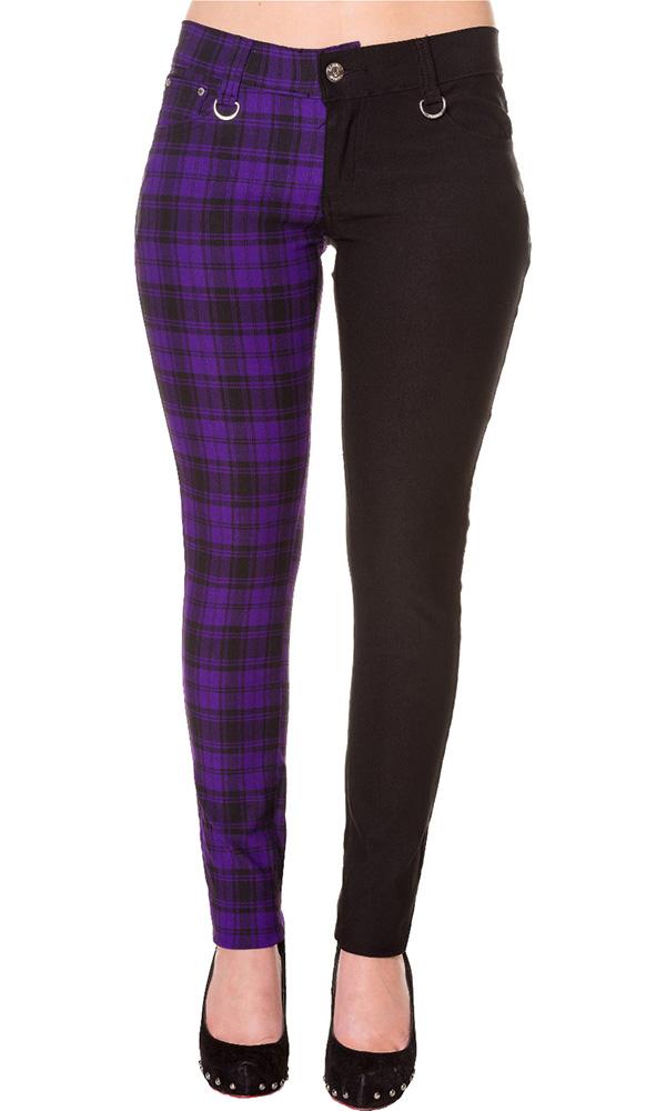The Damage [Half Black/Half Purple Check] | SKINNY JEANS at $58.95 only from Beserk