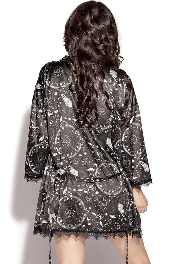 Dream State | SATIN ROBE - Beserk - all, all clothing, all ladies, all ladies clothing, BCD436, black, black and white, blackcraft, clickfrenzy15-2023, clothing, discountapp, exclusive, fp, googleshopping, goth, gothic, labelexclusive, lace, ladies, ladies clothing, mar23, mothers day, mothersday, mothersdaycosy, plus, plus size, pyjamas, R300323, robe, satin, sleepwear