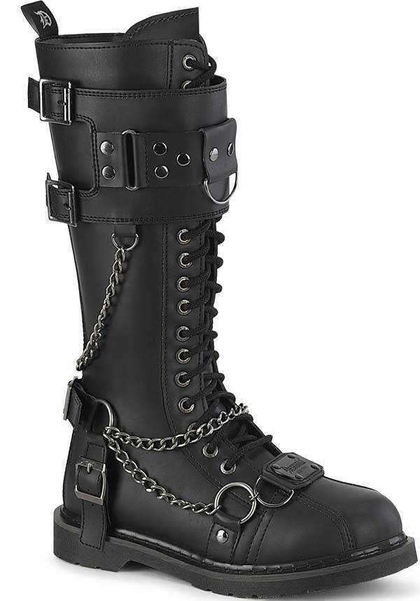 BOLT-415 [Black] | BOOTS [PREORDER] - Beserk - all, black, boot, boots, boots [preorder], chain, chains, clickfrenzy15-2023, combat boots, demonia shoes, discountapp, fp, googleshopping, goth, gothic, grunge, knee high boots, labelpreorder, labelvegan, ladies shoes, mar23, mens, mens shoes, ppo, preorder, punk, shoe, shoes, techwear, vegan