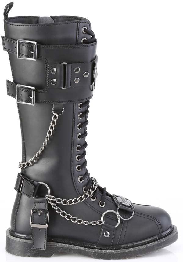 BOLT-415 [Black] | BOOTS [PREORDER] - Beserk - all, black, boot, boots, boots [preorder], chain, chains, clickfrenzy15-2023, combat boots, demonia shoes, discountapp, fp, googleshopping, goth, gothic, grunge, knee high boots, labelpreorder, labelvegan, ladies shoes, mar23, mens, mens shoes, ppo, preorder, punk, shoe, shoes, techwear, vegan