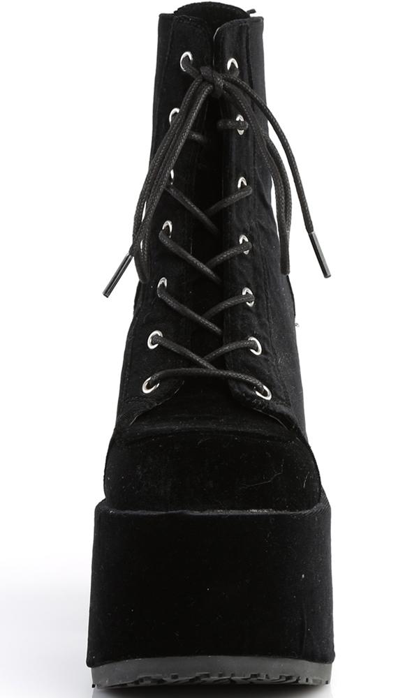 CAMEL-203 [Black Velvet] | PLATFORM BOOTS [IN STOCK] at $186 only from Beserk