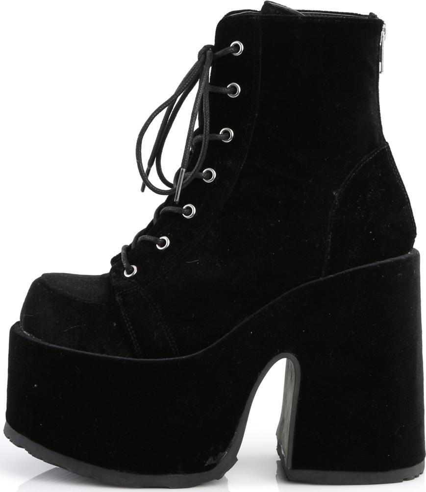 CAMEL-203 [Black Velvet] | PLATFORM BOOTS [IN STOCK] at $186 only from Beserk