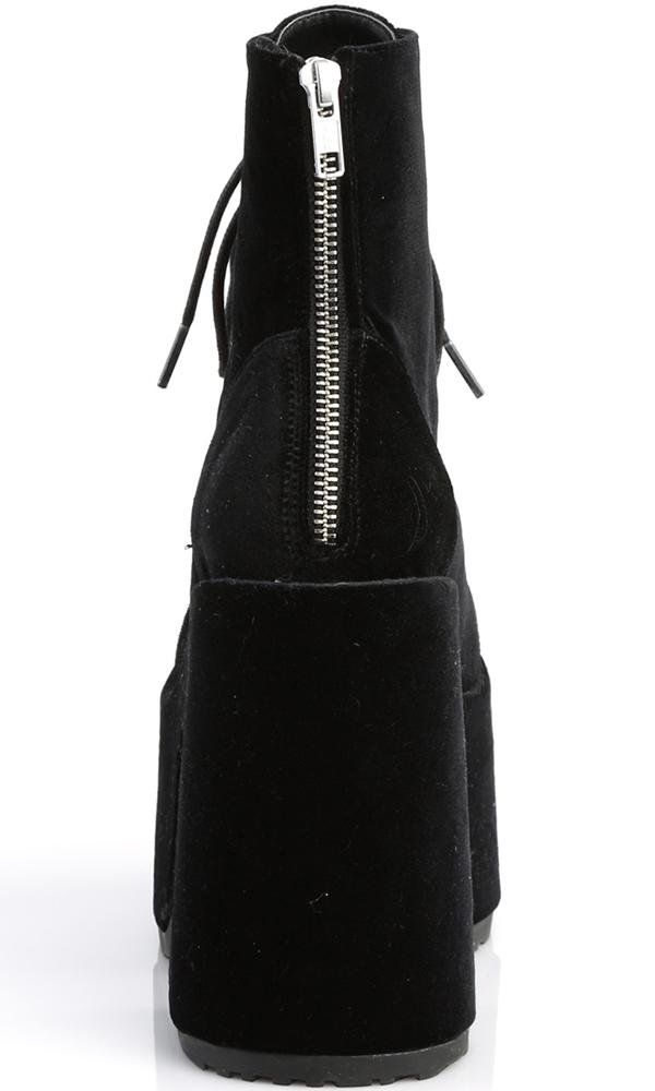 CAMEL-203 [Black Velvet] | PLATFORM BOOTS [IN STOCK] at $186 only from Beserk